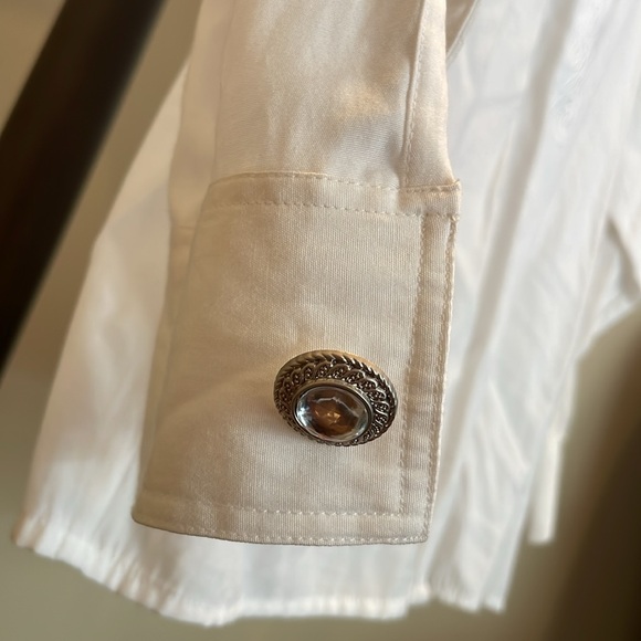 Vintage White button down shirt with Jewel Stones - Picture 5 of 7